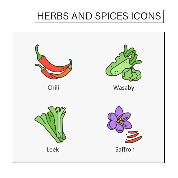 香草和香料颜色图标设置图片下载