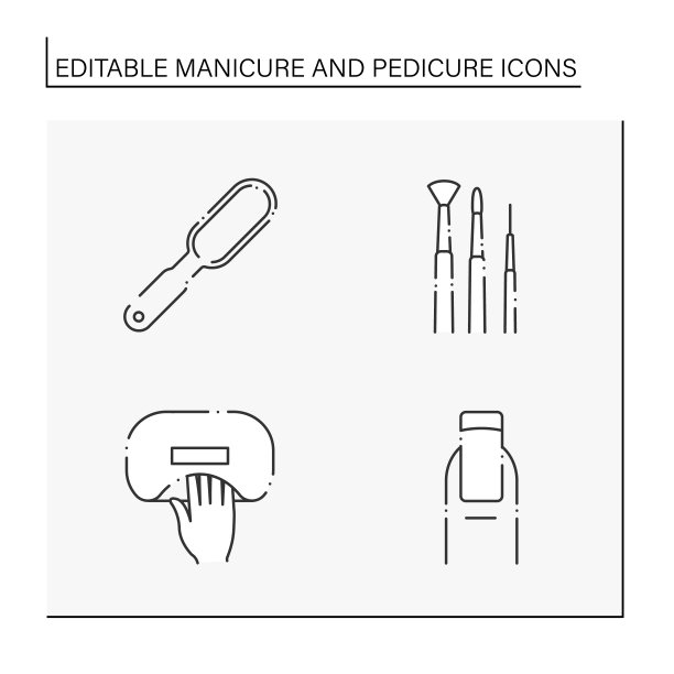 美甲和足疗线图标集图片下载