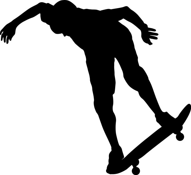一个滑滑板运动员的黑色剪影图片下载