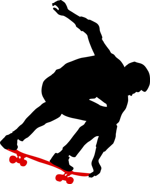 一个滑滑板运动员的黑色剪影图片下载