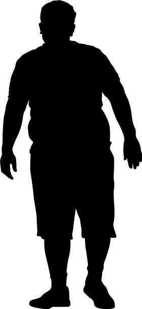 白色背景下的大个子黑影图片下载