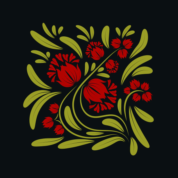 民间花卉花卉艺术版画花卉抽象艺术图片下载