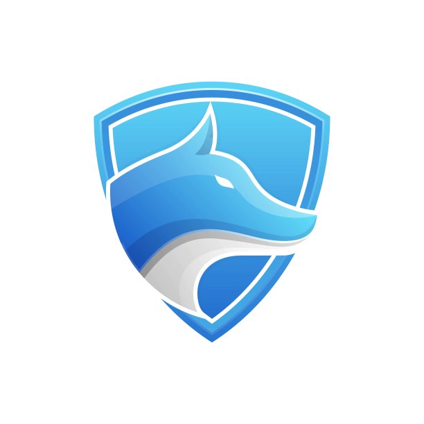 向量插图狼盾渐变彩色风格。图片下载