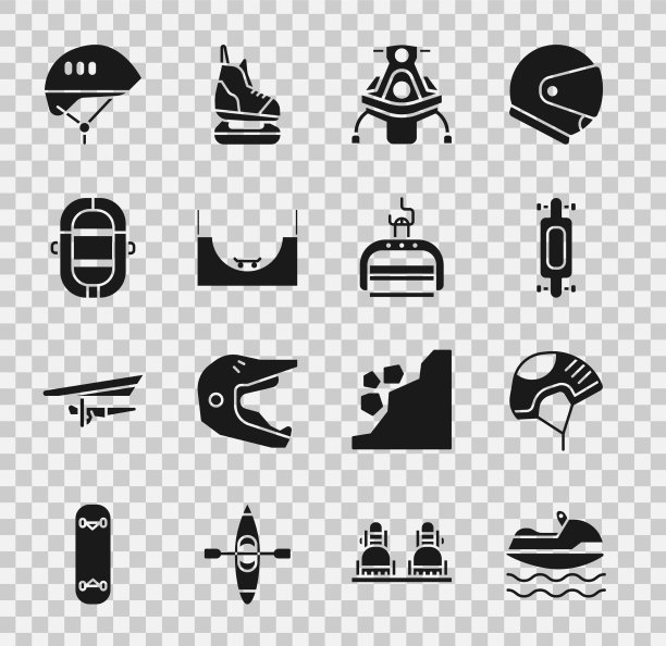 设置水上摩托头盔、长板或滑板图片下载