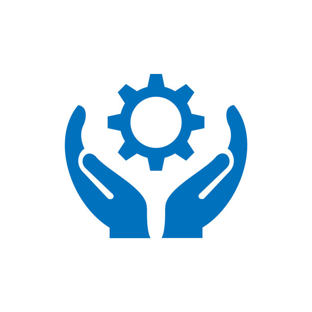 手齿轮标志设计齿轮标志与手的概念图片下载