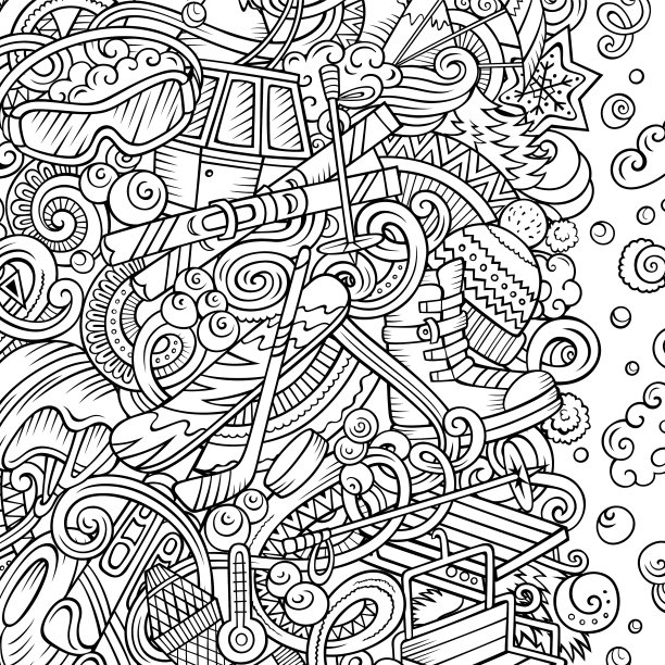 冬季运动手绘涂鸦图片下载