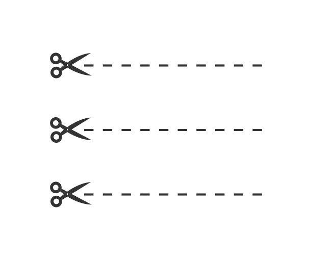 剪刀，修剪线图标。切纸的象征。标记剪接页向量。图片下载