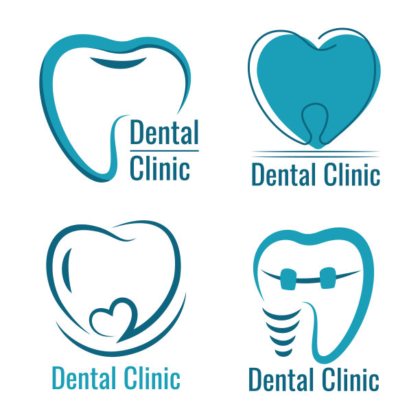 牙科诊所的标志设置。牙科标志收藏图片下载