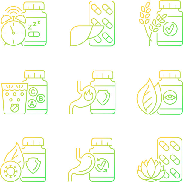 食物补充剂梯度线性图标设置图片下载