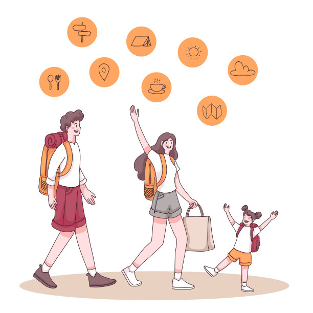 少年旅行者卡通人物矢量图片下载