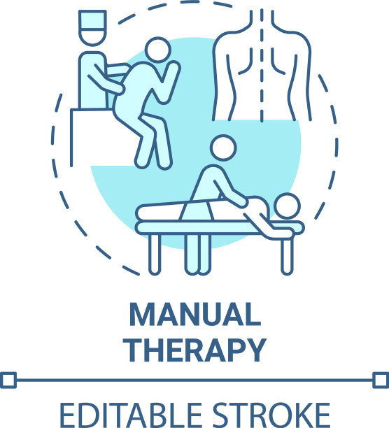 手动治疗蓝色概念图标图片下载