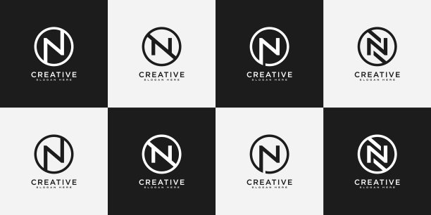 N字母抽象logo模板图片下载