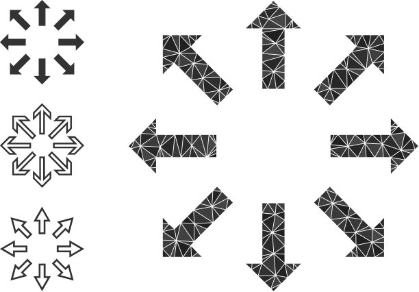 三角形填充爆炸箭头图标图片下载