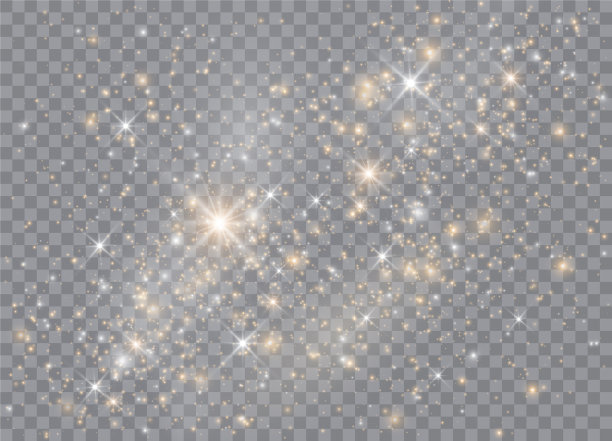 发光效果的星星在透明上闪烁图片下载