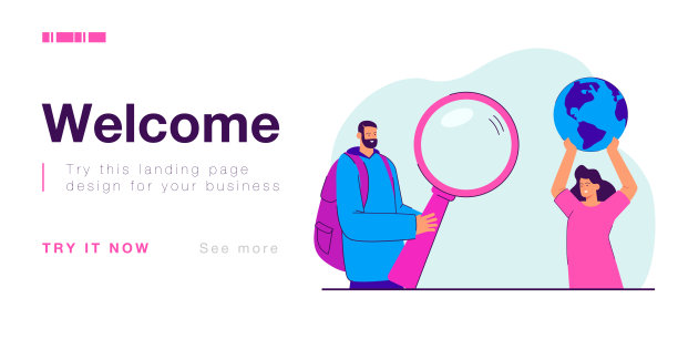 男人拿着放大镜，女人手里拿着地球图片下载