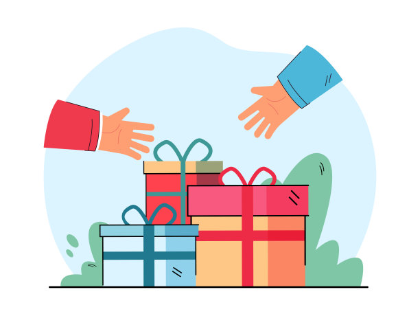 收到人们用丝带包裹的节日礼物图片下载