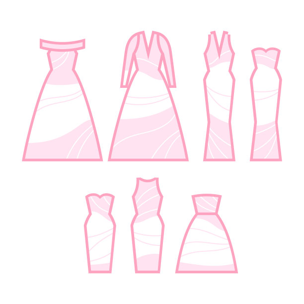 鸡尾酒和婚纱图标设置图片下载