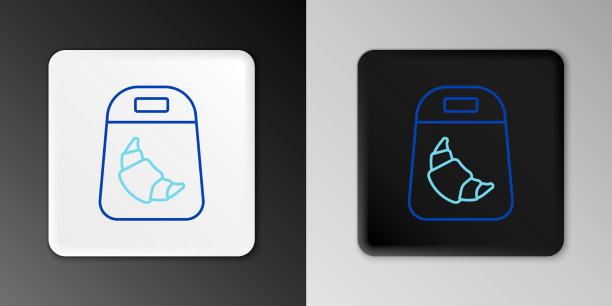 线牛角包图标孤立在灰色图片下载