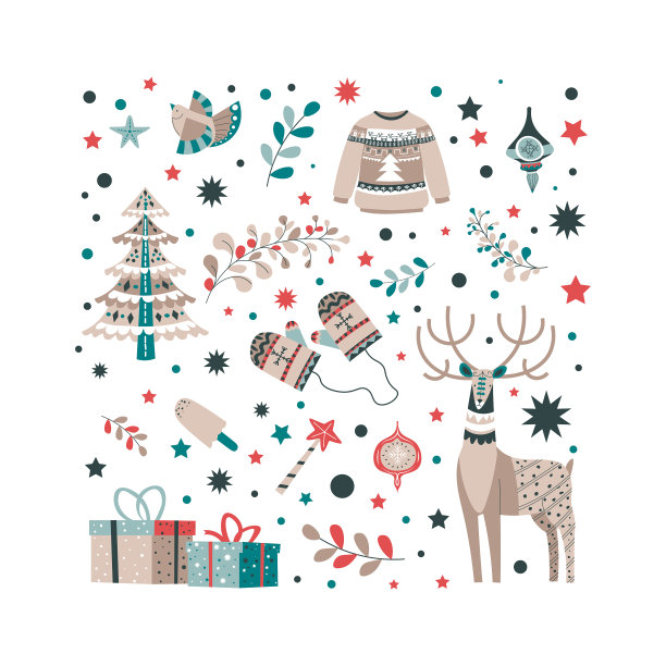 圣诞和新年祝福明信片图片下载