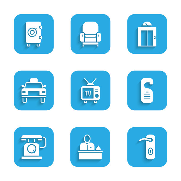 设置复古电视酒店前台门把手图片下载