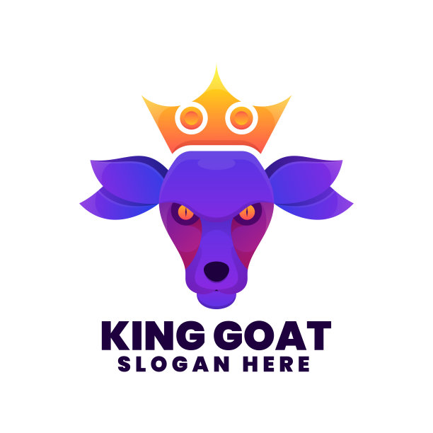 矢量插图王山羊渐变彩色风格。图片下载