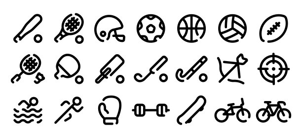 运动图标设置(软加粗线版本)图片下载