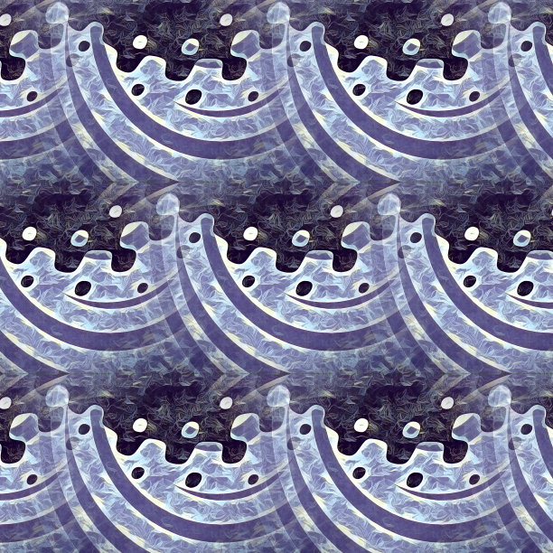 创意的当代形象，灵感来自于经典的波浪和冲浪，在蓝色灰色的阴影中重复设计图片下载