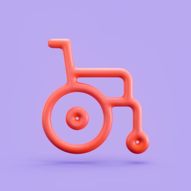 无障碍图标，轮椅3D图标。单色轮廓图标，3d渲染图片下载