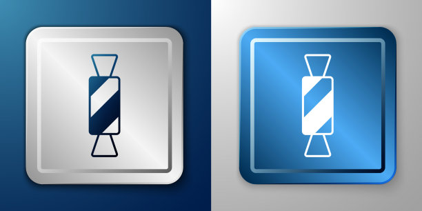 白色糖果图标孤立在蓝色和灰色图片下载