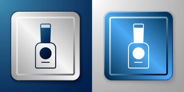 白色瓶子的指甲油图标孤立在蓝色图片下载