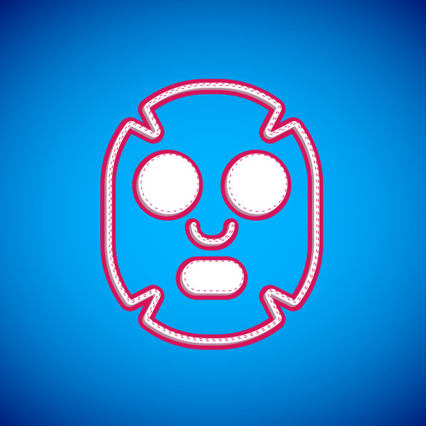 白色面部化妆品面具图标孤立于蓝色图片下载