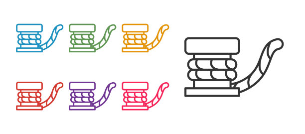 用缆绳系在码头上的船用系缆桩图片下载