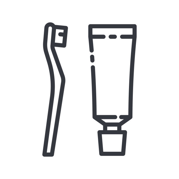 线条图标的牙齿护理牙膏和牙齿图片下载