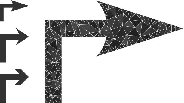 低多边形右转图标与其他图标图片下载