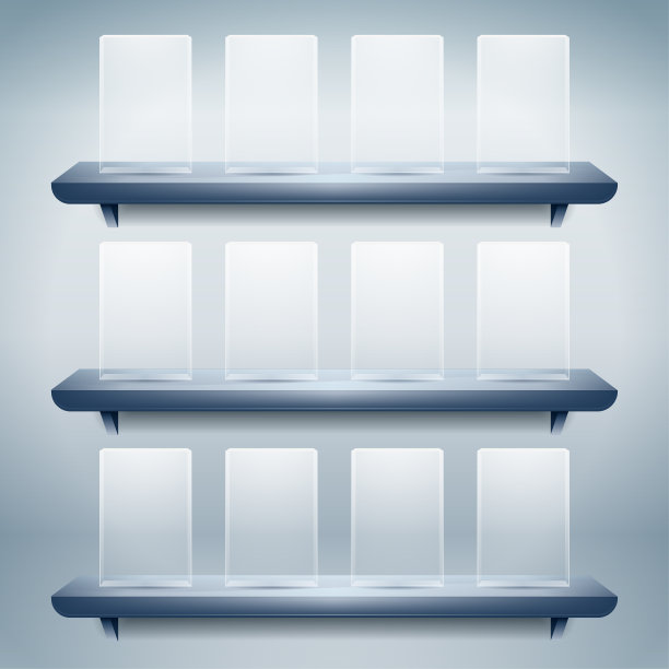 有空玻璃按钮的展览架图片下载