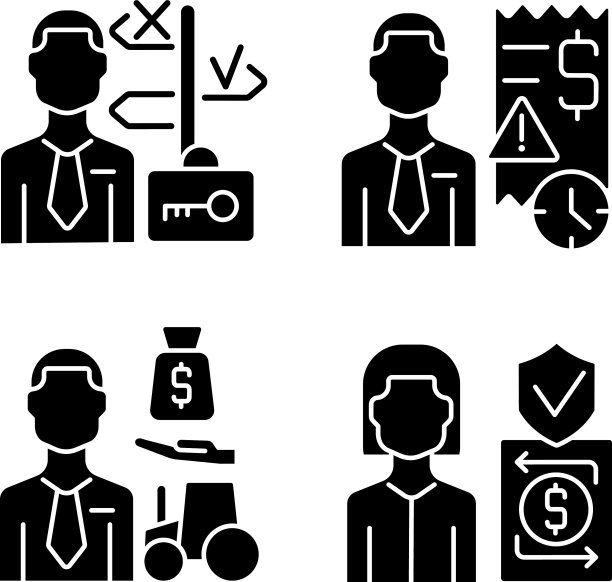 金融职业黑色字形图标设置图片下载