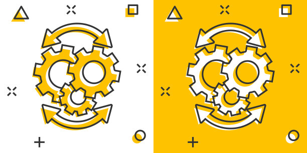工作流图标在漫画风格齿轮有效图片下载
