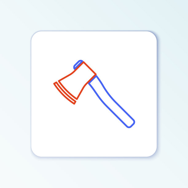 线条木斧图标孤立在白色背景上图片下载