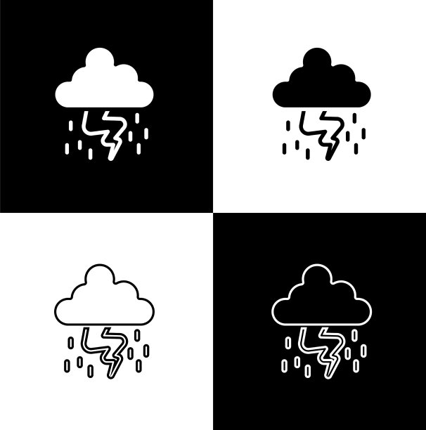 设置风暴图标隔离在黑色和白色图片下载