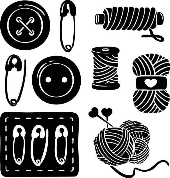 针织缝纫符号设置针线活图标图片下载