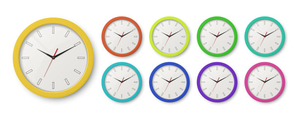 3d现实彩色墙壁办公室时钟图标图片下载