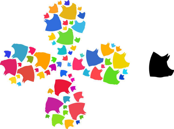 猪头图标多色旋转流图片下载