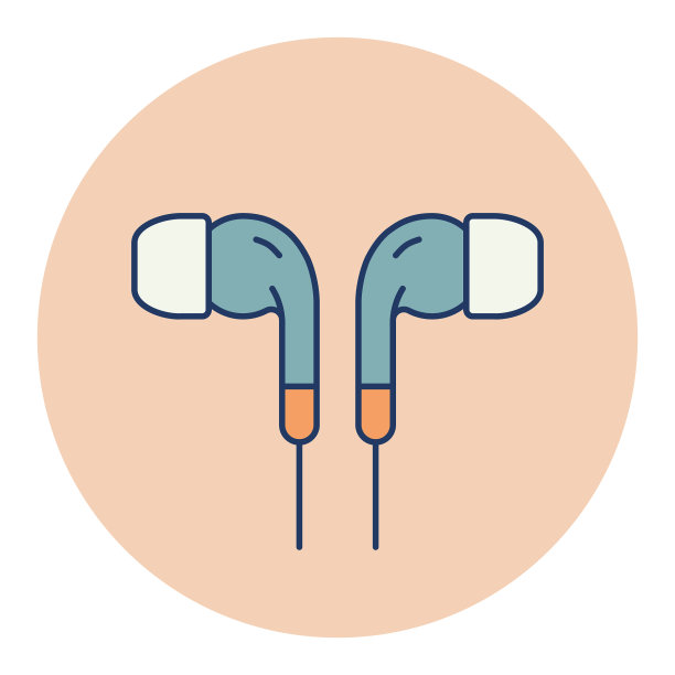 耳塞耳机颜色扁平图标音乐标志图片下载