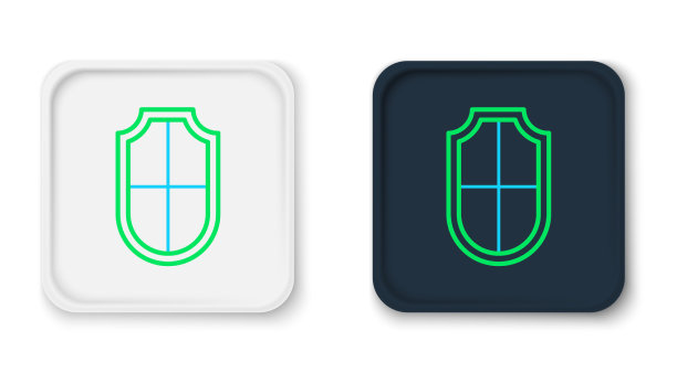 线盾图标孤立在白色背景图片下载