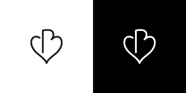 独特而现代的字母b最初的爱标志图片下载