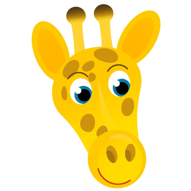 白色背景长颈鹿的卡通场景图片下载