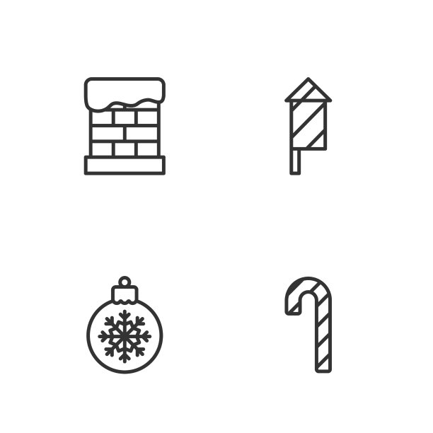 设置线条糖果手杖与条纹圣诞球图片下载