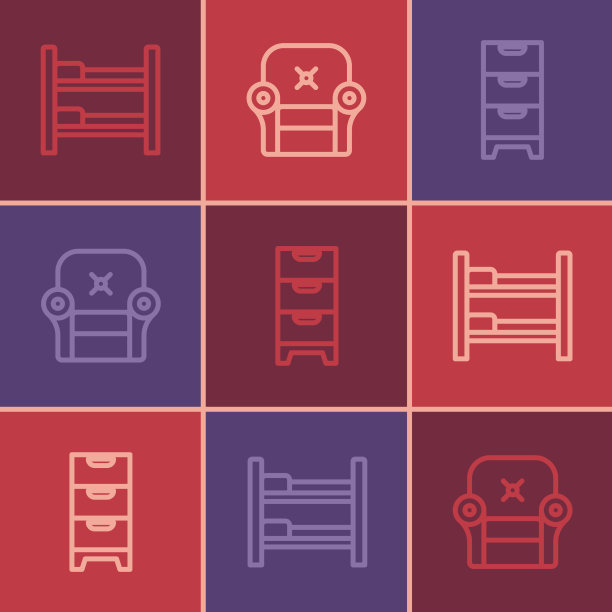 设置线双层床抽屉柜和扶手椅图片下载