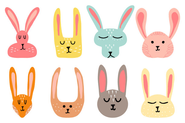 儿童手绘的兔子头图片下载