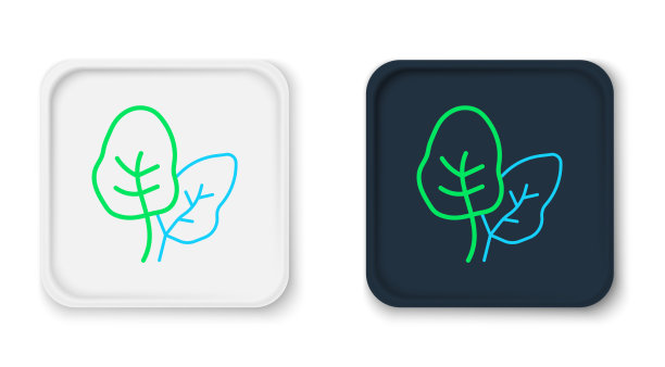 棕榈树图标线热带树叶孤立上图片下载